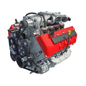 3D model V8 Engine with Interior Parts